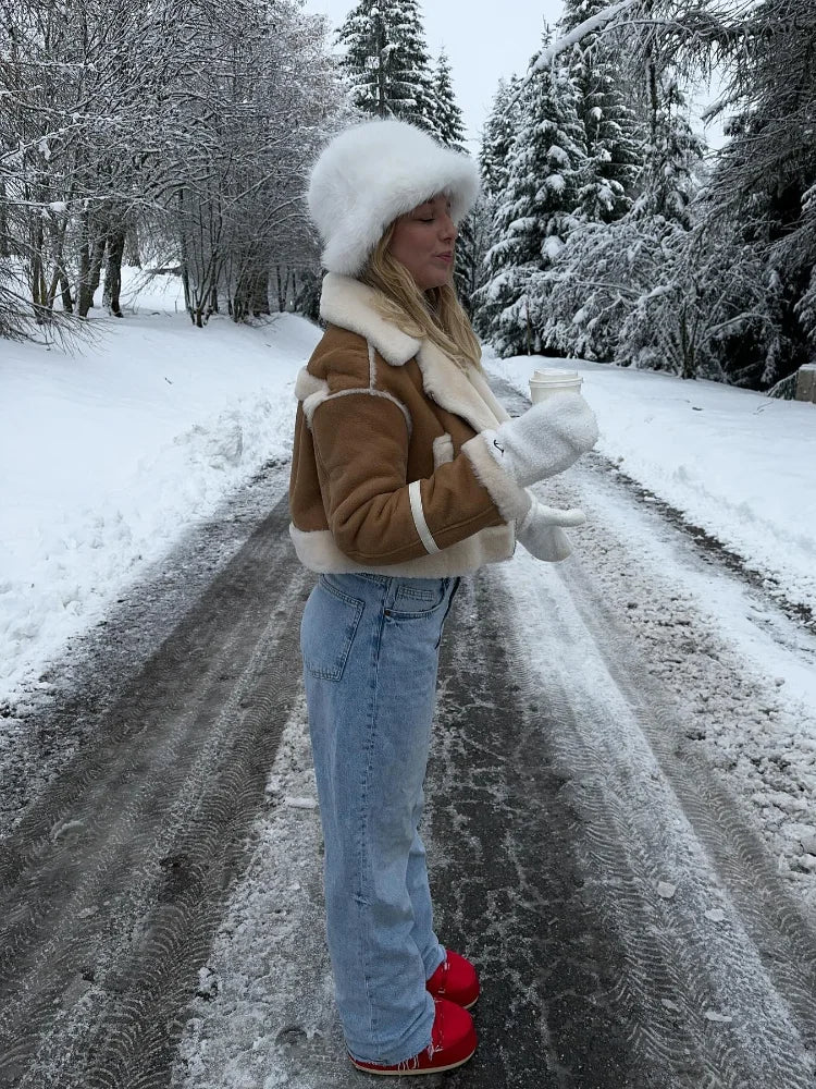 Mhyllovyn | Veste élégante en daim avec fourrure douce pour l'hiver pour femmes