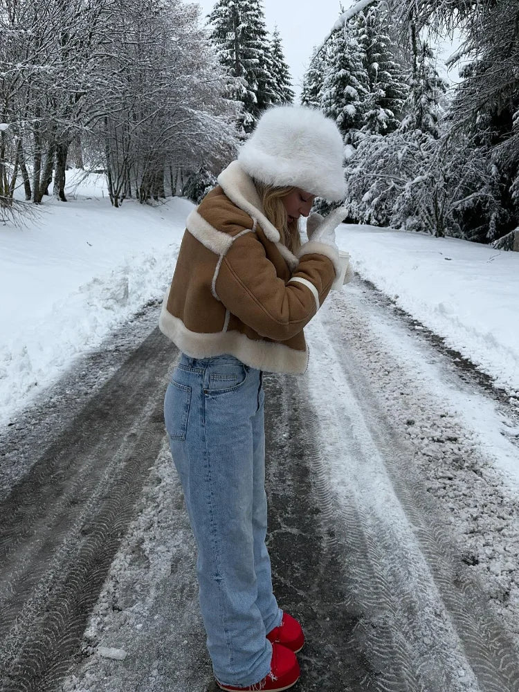 Mhyllovyn | Veste élégante en daim avec fourrure douce pour l'hiver pour femmes