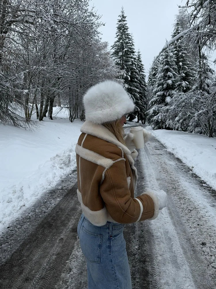 Mhyllovyn | Veste élégante en daim avec fourrure douce pour l'hiver pour femmes