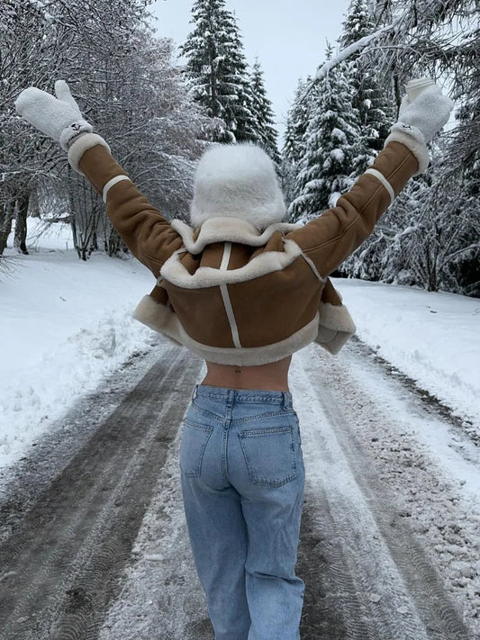 Mhyllovyn | Veste élégante en daim avec fourrure douce pour l'hiver pour femmes