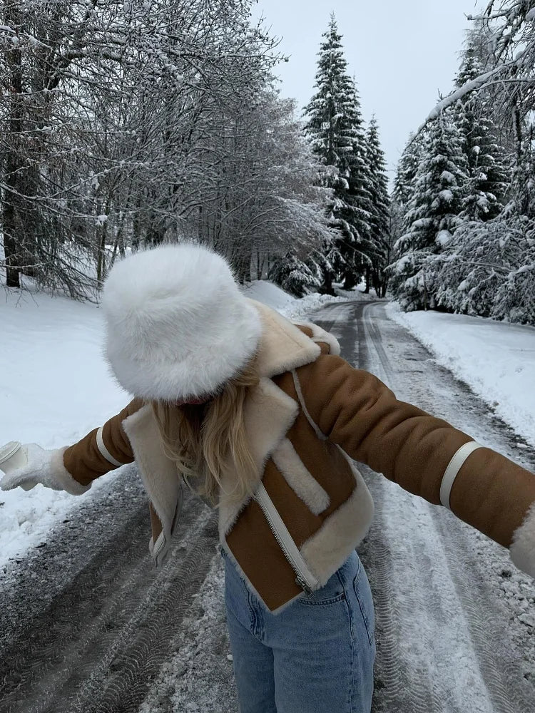 Mhyllovyn | Veste élégante en daim avec fourrure douce pour l'hiver pour femmes