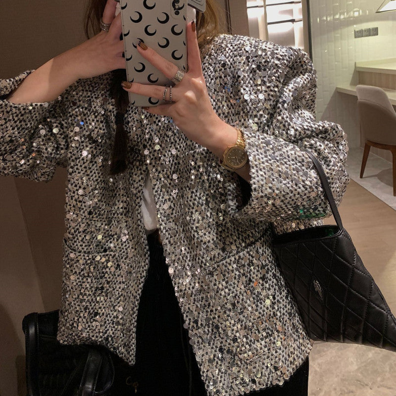 Xenya | Blazer à paillettes pour femmes avec effet brillant et moderne