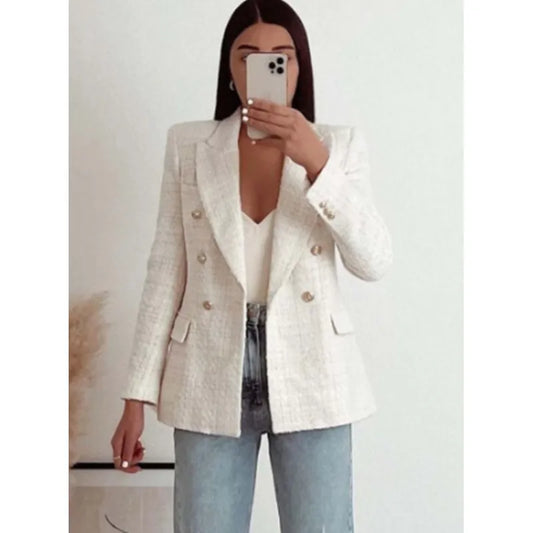 Zarah | Blazer structuré à double boutonnage pour femme avec col double boutonnage